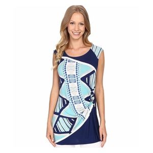 Nic + Zoe Blue Sleeveless Shirt Size XS